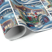 Weihnachten mit dem Auto eines Traktors im Schnee Geschenkpapier (Rolleneckpunkt)