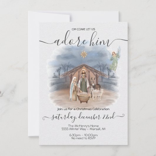 Weihnachten mit dem Baby Jesus, Mary & Joseph Einladung (Vorderseite)