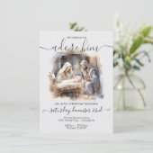 Weihnachten mit dem Baby Jesus, Mary & Joseph Einladung (Stehend Vorderseite)