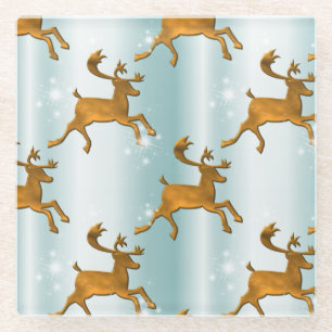 Weihnachten mit dem Goldenen Rentier Glasuntersetzer