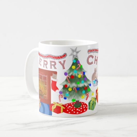Weihnachten mit dem Kätzchen - groß Kaffeetasse (Vorderseite Links)