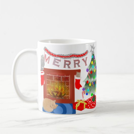 Weihnachten mit dem Kätzchen - groß Kaffeetasse (Links)