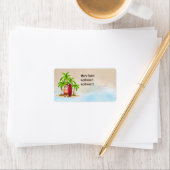 Weihnachten mit dem Weihnachtsmann am Strand Adressaufkleber (Insitu)