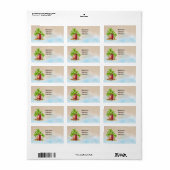 Weihnachten mit dem Weihnachtsmann am Strand Adressaufkleber (Vorne)