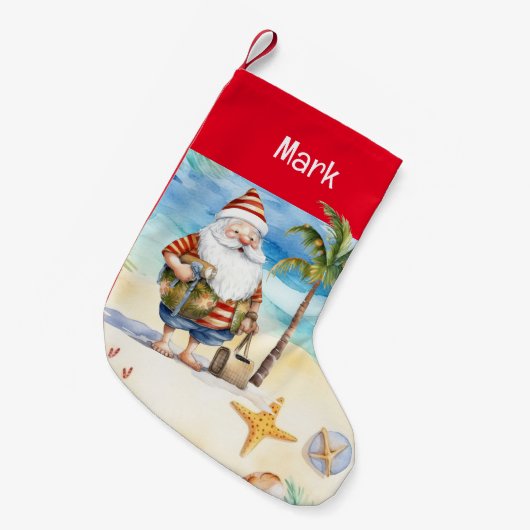 Weihnachten mit dem Weihnachtsmann am Strand Kleiner Weihnachtsstrumpf (Vorderansicht (hängend))