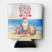 Weihnachten mit dem Weihnachtsmann am Strand lusti Dosenkühler (Vorderseite)