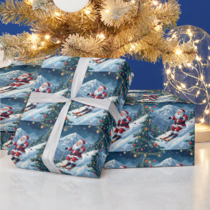 Weihnachten mit dem Weihnachtsmann auf dem Berg Geschenkpapier