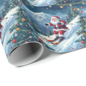 Weihnachten mit dem Weihnachtsmann auf dem Berg Geschenkpapier (Rolleneckpunkt)