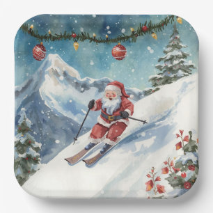 Weihnachten mit dem Weihnachtsmann auf dem Berg Pappteller