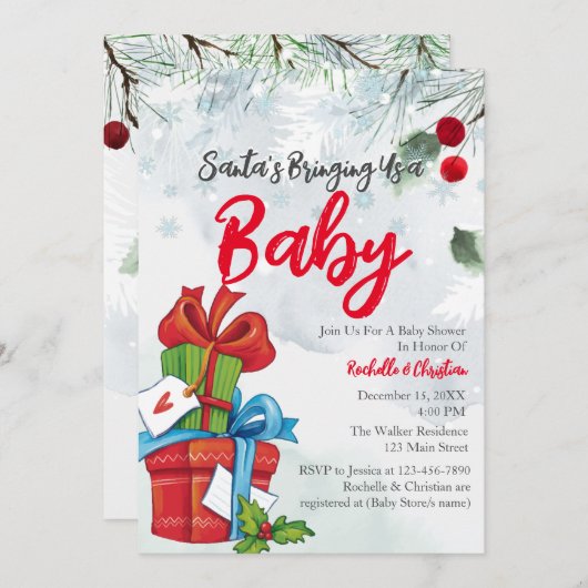 Weihnachten mit dem Weihnachtsmann Einladung (Vorne/Hinten)