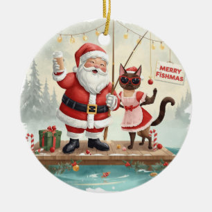 Weihnachten mit dem Weihnachtsmann Keramik Ornament