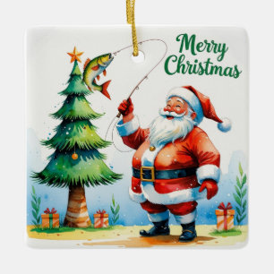 Weihnachten mit dem Weihnachtsmann Keramikornament