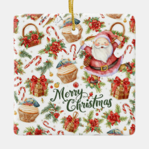 Weihnachten mit dem Weihnachtsmann Keramikornament