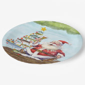 Weihnachten mit dem Weihnachtsmann Pappteller (Schrägansicht)