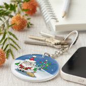 Weihnachten mit dem Weihnachtsmann und seinem Rent Schlüsselanhänger (Vorderseite rechts)