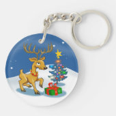 Weihnachten mit dem Weihnachtsmann und seinem Rent Schlüsselanhänger (Rückseite)