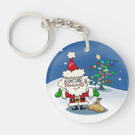 Weihnachten mit dem Weihnachtsmann und seinem Rent Schlüsselanhänger (Vorderseite)