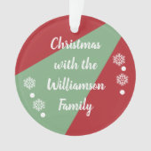 Weihnachten mit der Familie rot und grün Ornament (Vorderseite)