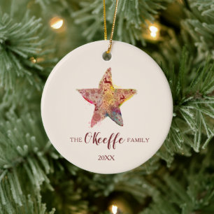 Weihnachten mit eigenem Familiennamen 2022 Keramik Ornament