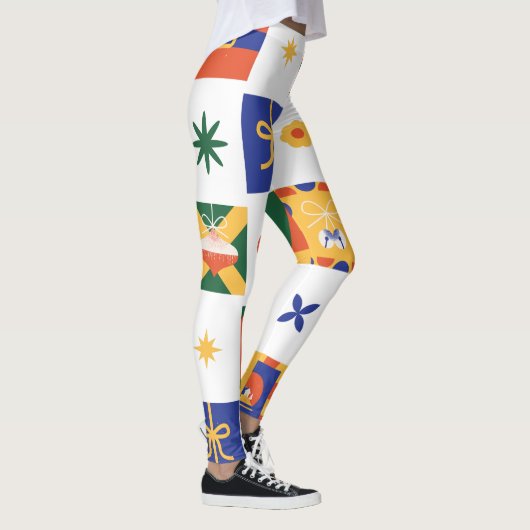 Weihnachten mit eigener Marke in Orange Blue Green Leggings (Rechts)