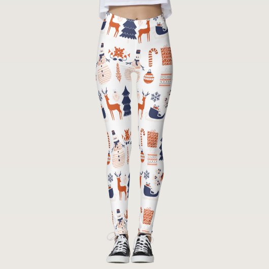 Weihnachten mit eigener Marke in rosa blauen Leggi Leggings (Vorderseite)