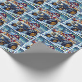 Weihnachten mit einem grauen Traktor Geschenkpapier (Ecke)