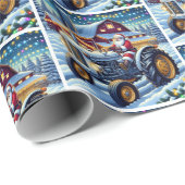 Weihnachten mit einem grauen Traktor Geschenkpapier (Rolleneckpunkt)