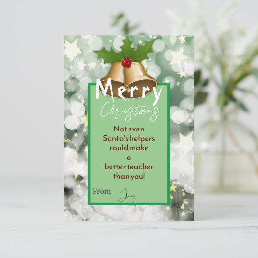 Weihnachten mit einem Lehrer Karte (Stehend Vorderseite)