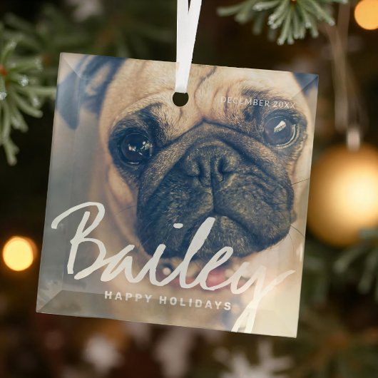 Weihnachten mit einfachem Happy Holiday Gruß Ornament Aus Glas