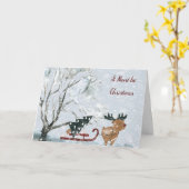 Weihnachten mit Elche Pulling Weihnachtsbaum Karte (Gelbe Blume)