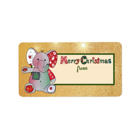 weihnachten mit Elefant Adressaufkleber (Vorne)