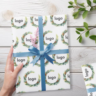 Weihnachten mit floralen Logos Geschenkpapier