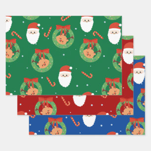 Weihnachten mit Freunden und Candy Canes Geschenkpapier Set