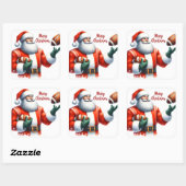 Weihnachten mit Fußball Quadratischer Aufkleber (Blatt)