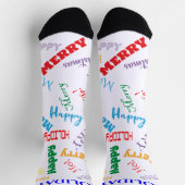 Weihnachten mit gemischtem Text und Schriftstil  Socken (Oben)