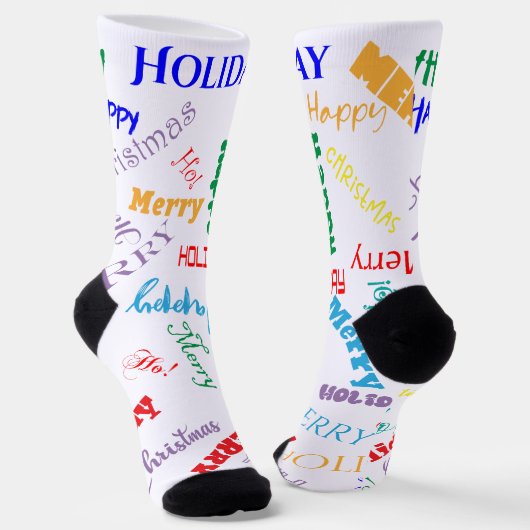 Weihnachten mit gemischtem Text und Schriftstil  Socken (Gewinkelt)