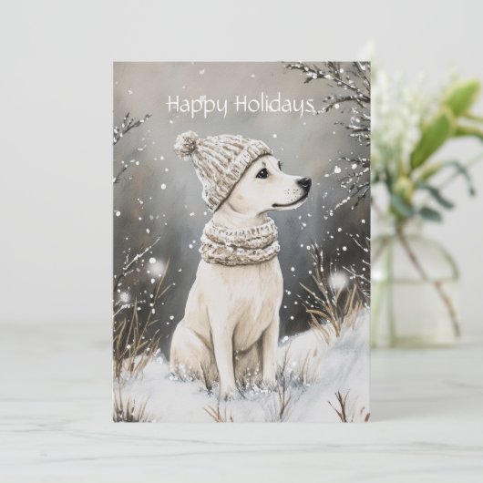 Weihnachten mit gemütlichem Hund (Stehend Vorderseite)