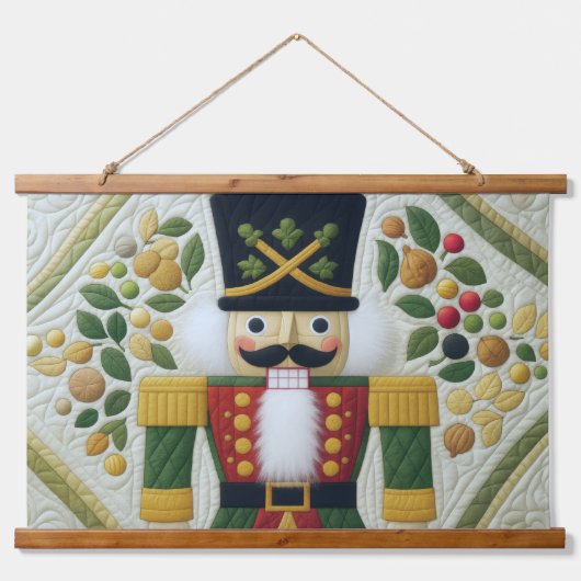 Weihnachten mit gequiltem Design Nutcracker Wandteppich Mit Holzrahmen (Vorne)