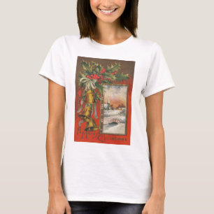 Weihnachten mit Glocken, Holly, Dorf T-Shirt