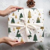 Weihnachten mit Gold und grünen Pinien Geschenkpapier Set