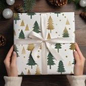 Weihnachten mit Gold und grünen Pinien Geschenkpapier Set