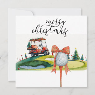 Weihnachten mit Golf mit Golfball und Tee mit Band
