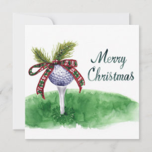 Weihnachten mit Golf mit Golfball und Tee mit Band