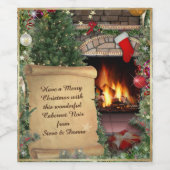 Weihnachten mit Ihrem Text Weinetikett (Einzelnes Label)