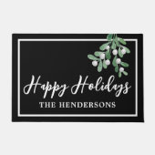 Weihnachten mit individuellem Happy Holidays Black Fußmatte (Vorderseite)