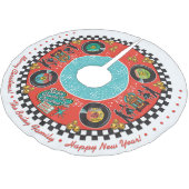 Weihnachten mit individuellem Rockin Polyester Weihnachtsbaumdecke (Schrägansicht)