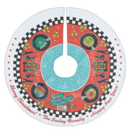 Weihnachten mit individuellem Rockin Polyester Weihnachtsbaumdecke