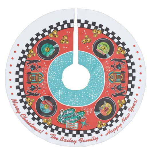 Weihnachten mit individuellem Rockin Polyester Weihnachtsbaumdecke (Vorderseite)