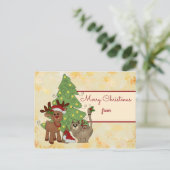 Weihnachten mit Katze Postkarte (Stehend Vorderseite)