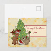 Weihnachten mit Katze Postkarte (Vorne/Hinten)
